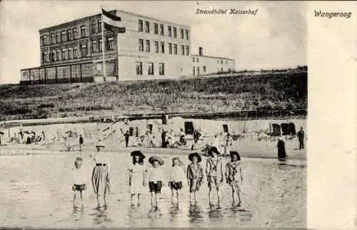 Ak Nordseebad Wangeroog Wangerooge in Ostfriesland, Strandhotel Kaiserhof, Strand, Kinder