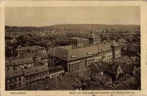 Ak Erlangen in Mittelfranken Bayern, Totalansicht, Universitätsbibliothek, Kollegienhaus