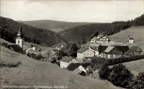 Ak Oberwarmensteinach Warmensteinach in Oberfranken, Teilansicht, Kirchturm