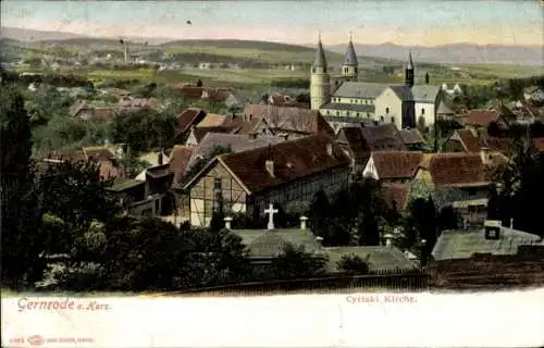 Ak Gernrode Quedlinburg im Harz, Totalansicht, Cyriaki-Kirche