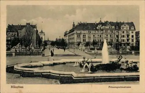 Ak München, Prinzregentenstraße, Springbrunnen