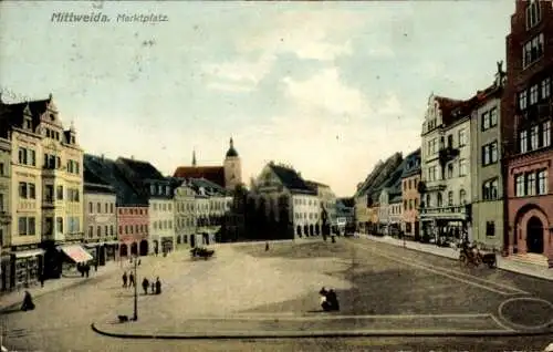 Ak Mittweida in Sachsen, Marktplatz