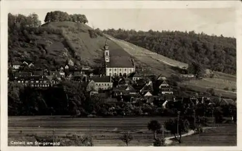 Ak Castell Unterfranken, Totalansicht, Kirche