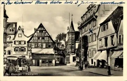 Ak Bad Kissingen Unterfranken Bayern, Marktplatz, Geschäfte, Fachwerkhaus