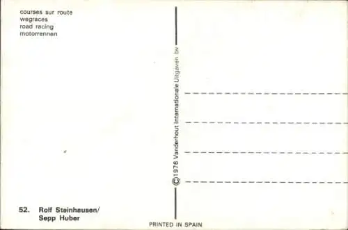 Ak Rennfahrer Rolf Steinhausen, Sepp Huber, Motorradrennen mit Beiwagen