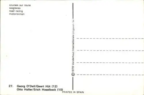 Ak Rennfahrer Georg O'Dell, Otto Haller, Motorradrennen mit Beiwagen, BMW