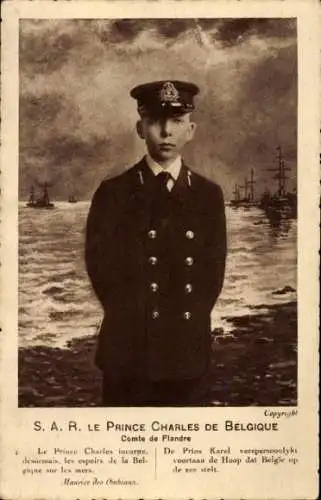 Ak Prince Charles de Belgique, Comte de Flandre, Sohn König Albert I. in Uniform