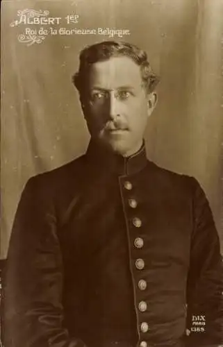 Ak König Albert I. von Belgien, Portrait, Brille