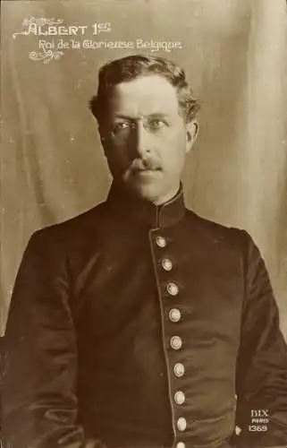 Ak König Albert I. von Belgien, Portrait, Brille