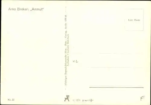 Ak Plastik von Arno Breker, Anmut, Frauenakt