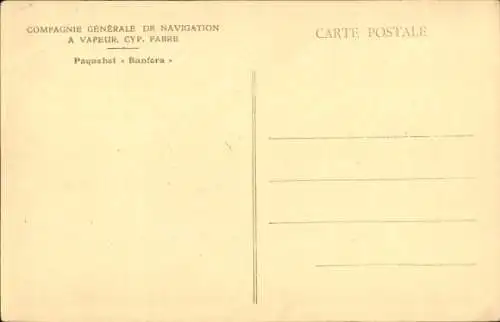 Ak Paquebot Banfora, Compagnie Generale de Navigation a Vapeur, Cyp. Fabre, Dampfer