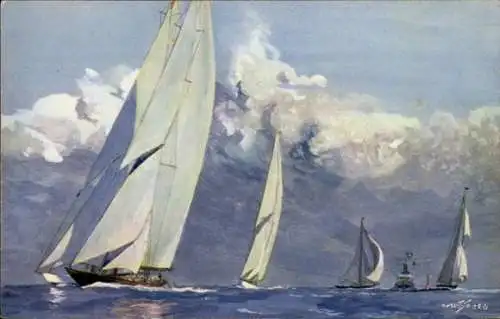 Künstler Ak Sebille, A., Yachts a voile de grande serie en course, Segelboote