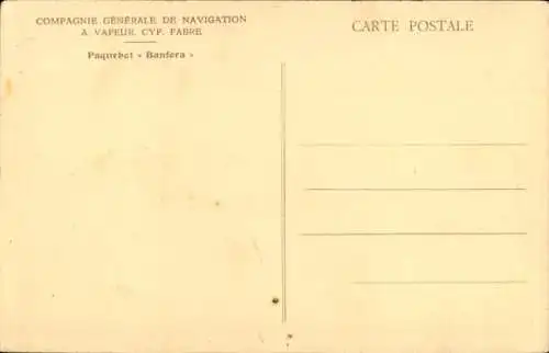 Ak Paquebot Banfora, Compagnie Generale de Navigation a Vapeur, Cyp. Fabre, Dampfer