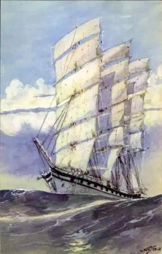 Künstler Ak Sebille, Albert, Segelschiff, Voilier Bordes, 19e siecle