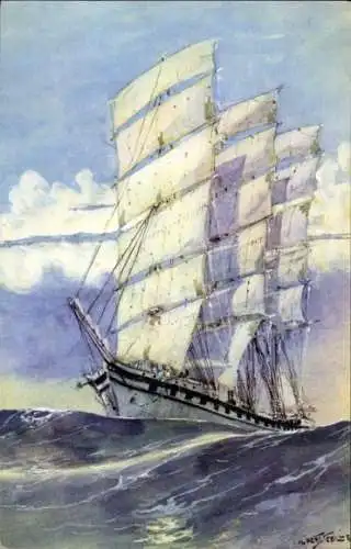 Künstler Ak Sebille, Albert, Segelschiff, Voilier Bordes, 19e siecle