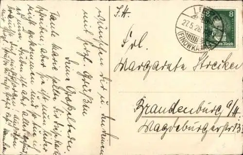 Litho Glückwunsch Pfingsten, Maikäfer, Kastanienblüten