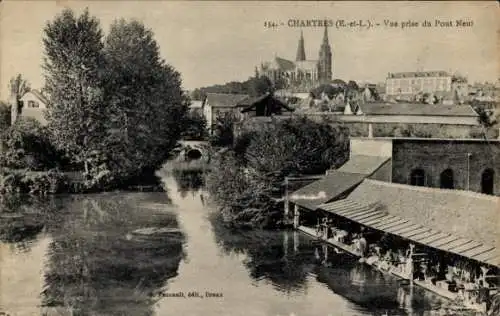 Ak Chartres Eure et Loir, Vue prise du Pont Neuf