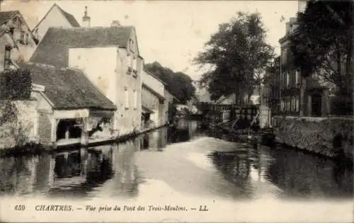 Ak Chartres Eure et Loir, Vue prise du Pont des Trois-Moulins