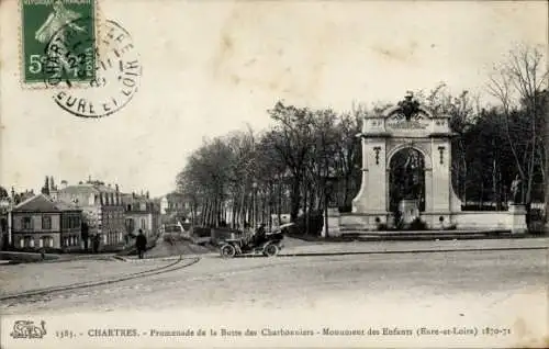 Ak Chartres Eure et Loir, Promenade de la Butte des Cahrbonniers - Monument des Enfants