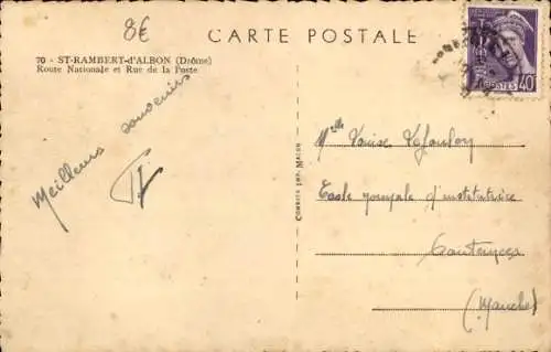 Ak Saint Rambert d'Albon Drôme, Route Nationale, Rue de la Poste