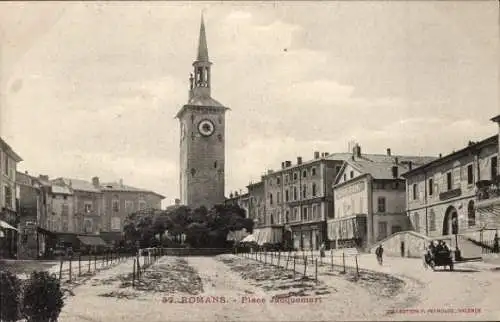 Ak Romans sur Isère Drôme, Place Jacquemart