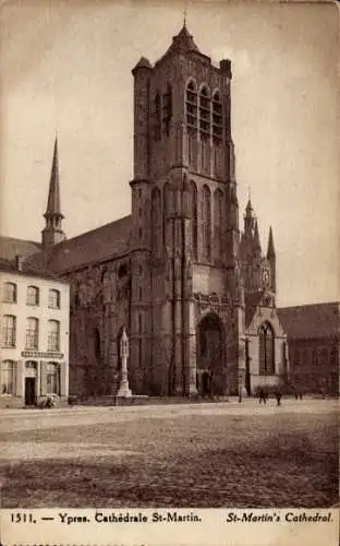 Ak Ypres Ypern Westflandern, Cathedrale St. Martin