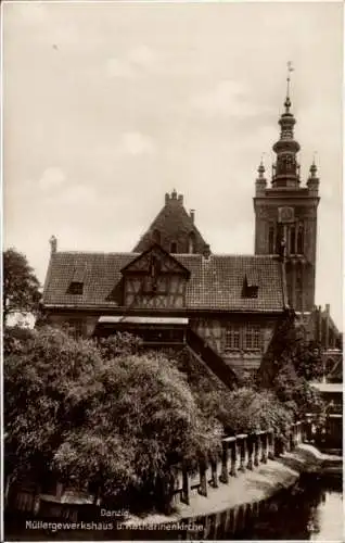 Ak Gdańsk Danzig, Müllergewerkshaus und Katharinenkirche