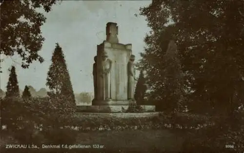 Ak Zwickau in Sachsen, Denkmal für die gefallenen 133er, Kriegerdenkmal