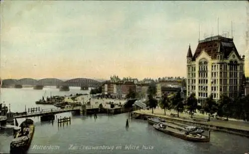 Ak Rotterdam Südholland Niederlande, Leeuwenbrug, Witte huis