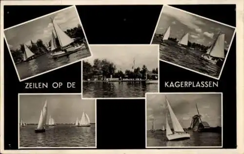 Passepartout Ak Amsterdam Nordholland Niederlande, Segelboote, Kagerplassen