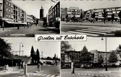 Ak Enschede Overijssel Niederlande, v. Loenshofstraat, Boulevard, Beatrixtunnel, Ziekenzorg