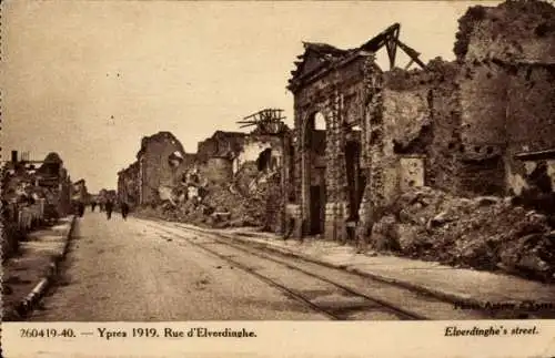 Ak Ypres Ypern Westflandern, 1919, Rue d'Elverdinghe