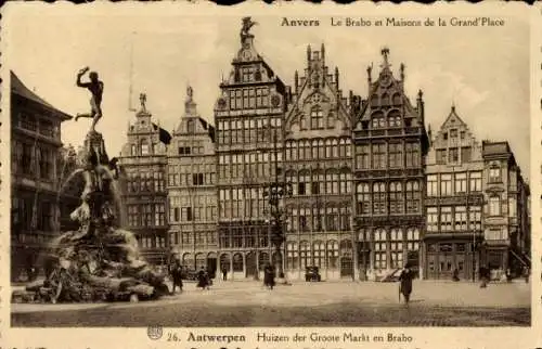 CPA Anvers Anvers Flandre, Le Brabo et Maisons de la Grand' Place
