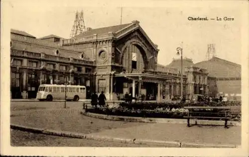 Ak Charleroi Wallonien Hennegau, Bahnhof