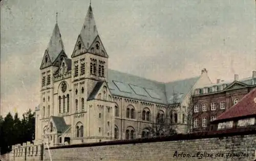 Ak Arlon Arel Wallonien Luxemburg, Église des Jesuites, Blick zur Kirche