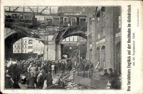 Ak Berlin Kreuzberg, Unglück Hochbahn Gleisdreieck 1908