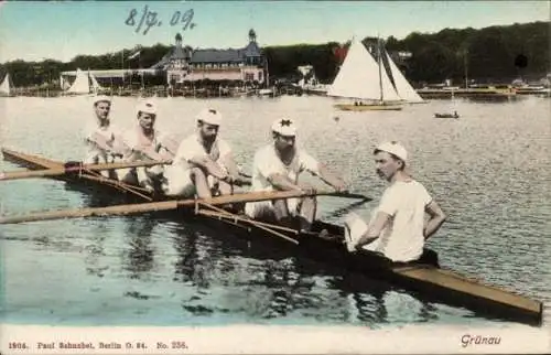 Ak Berlin Köpenick Grünau, Ruderer auf dem Fluss
