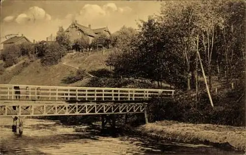 Ak Olsztyn Allenstein Ostpreußen, Etablissement Bellevue, Brücke