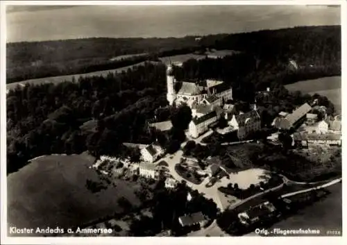 Ak Andechs Oberbayern, Fliegeraufnahme, Kloster, Ammersee