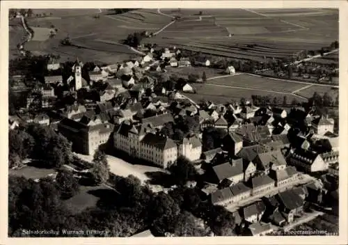 Ak Bad Wurzach in Oberschwaben, Fliegeraufnahme, Salvatorkolleg