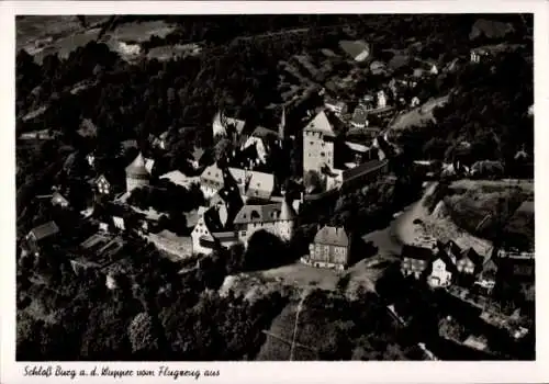 Ak Burg an der Wupper Solingen, Schloss Burg, Fliegeraufnahme