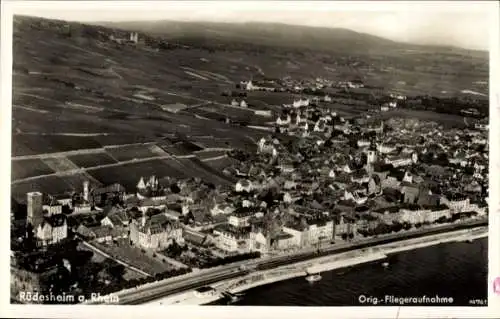 Ak Rüdesheim am Rhein in Hessen, Fliegeraufnahme