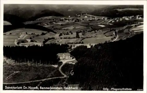 Ak Benneckenstein Oberharz, Sanatorium Dr. Noack, Fliegeraufnahme