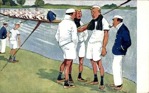 Künstler Ak Regatta, Ruderer