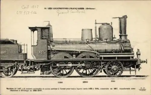 Ak Locomotives Francaises, Orleans, Machine No 1497