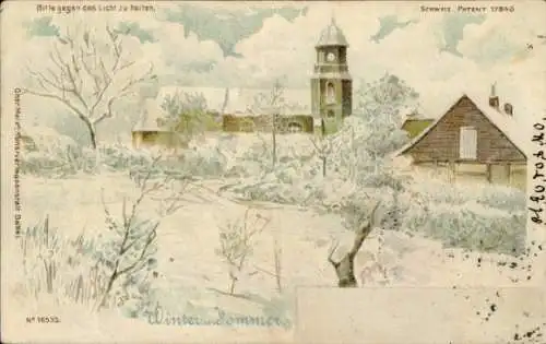 Halt gegen das Licht Litho, Winter, Sommer, Kirche, Bäume