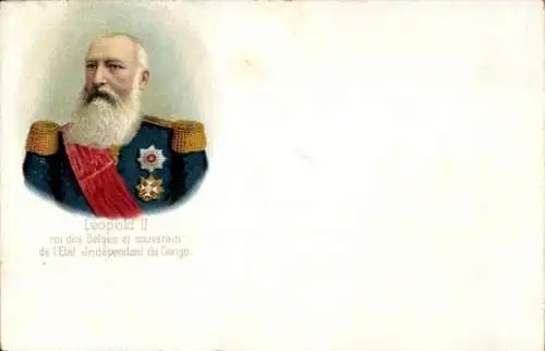 Litho Leopold II. roi des Belges