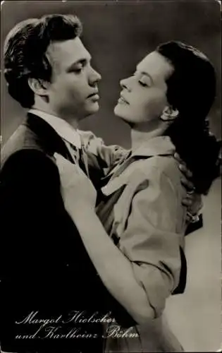 Ak Schauspielerin Margot Hielscher, Schauspieler Karlheinz Böhm, Portrait, Film Salto mortale