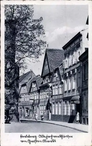 Ak Perleberg in der Prignitz, Alte Fachwerkhäuser am Großen Markt, Hotel,Gröbler