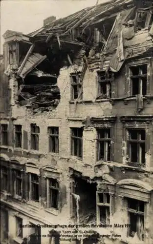 Ak Berlin Mitte, Zerstörtes Wohnhaus, Alexanderplatz, Straßenkämpfe März 1919